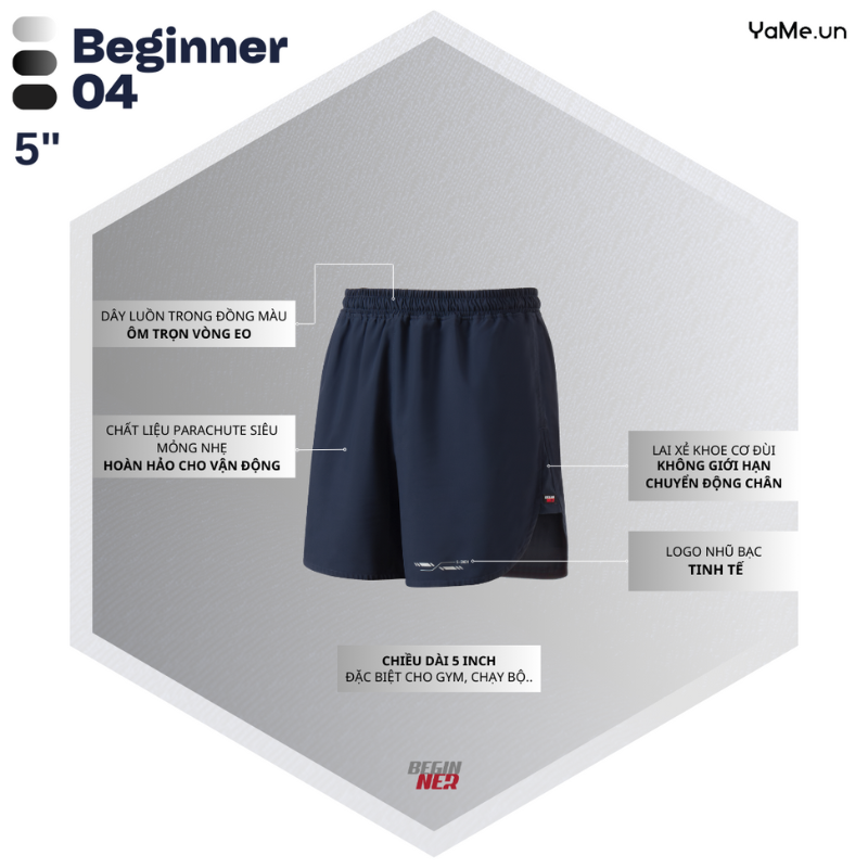 Quần Short Thun 5 Inch Beginner 04: Nhẹ Tênh, Thoáng Mát, Lý Tưởng Cho Mùa Hè