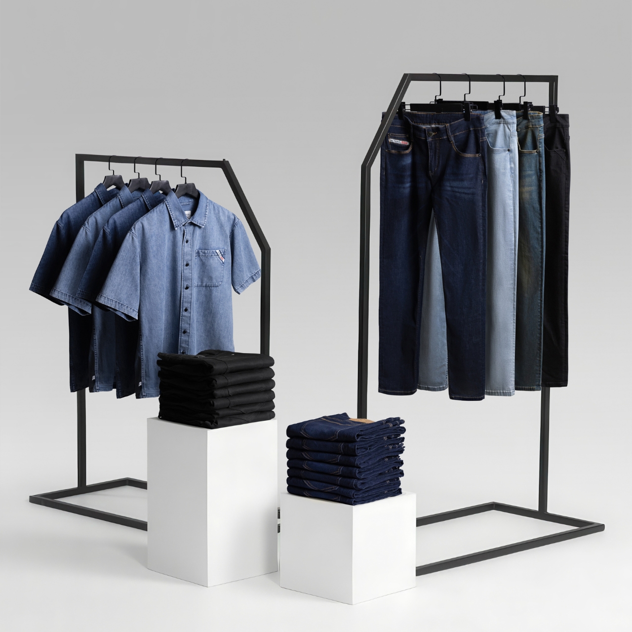 Logo The Original Jean của YaMe và hình ảnh minh họa 4 phom quần jeans đặc trưng